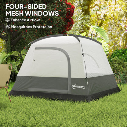 3-4 Person Camping Tent, Waterproof Tent, Orange and Grey