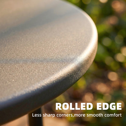 Metal Garden Side Table, 48 cm Round Outdoor Table, Dark Grey