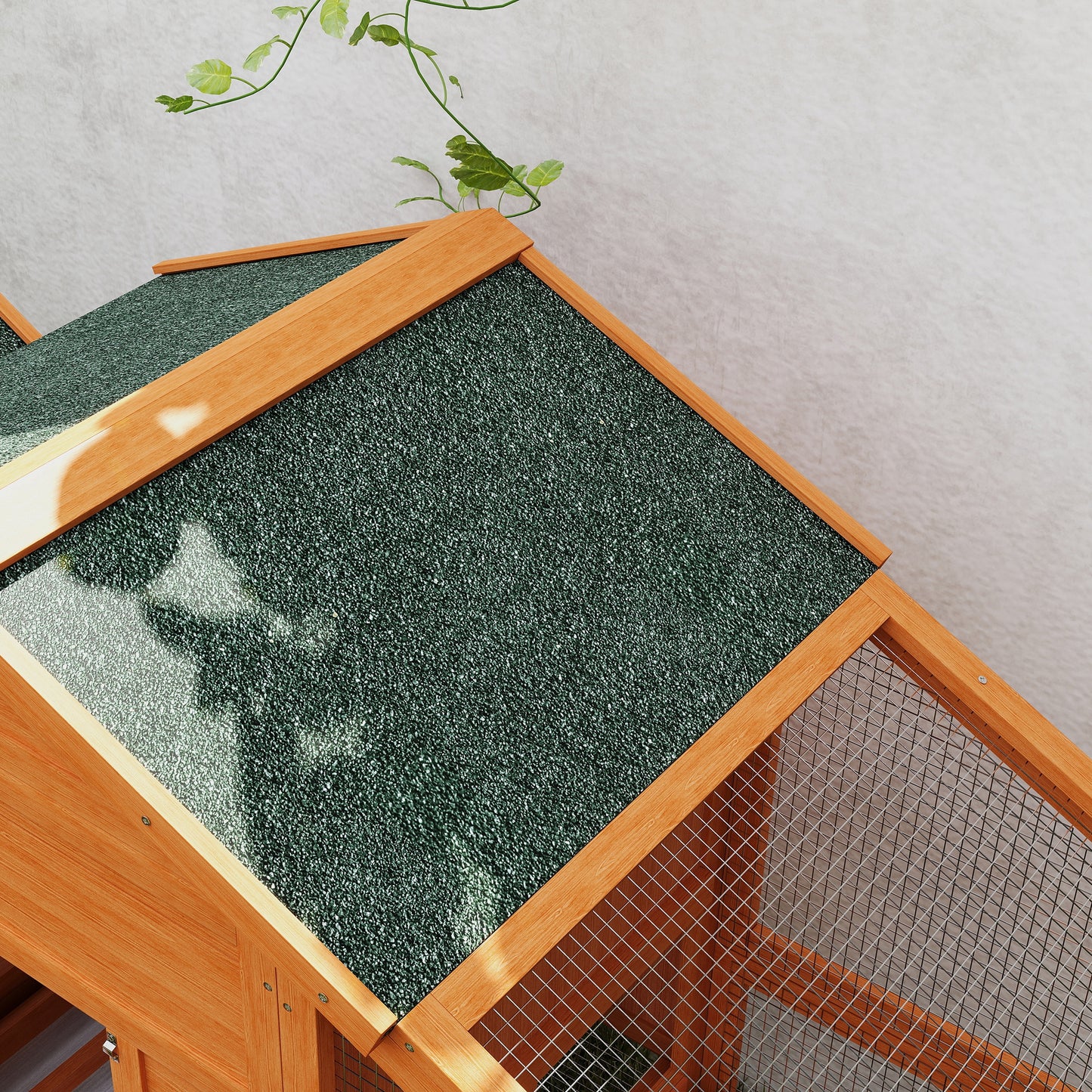 Wooden Chicken Coop with Run, Nesting Box, Slide-out Tray, Ramp