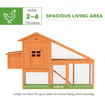 Wooden Chicken Coop with Run, Nesting Box, Slide-out Tray, Ramp