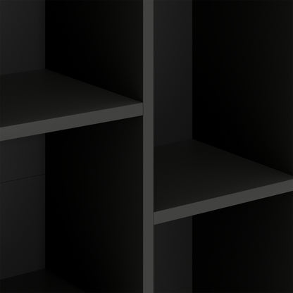 2-Tier Bookshelf with 5 Open Storage Compartments, Black