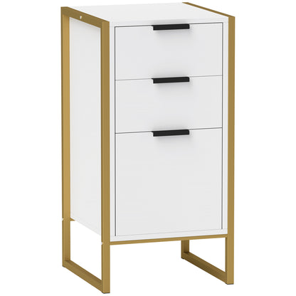 Industrial 3-Drawer Bedroom Chest of Drawers with Metal Frame, White