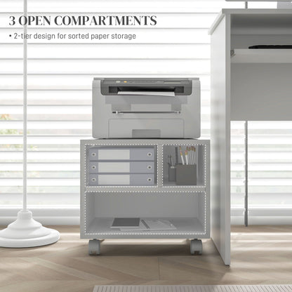 Printer Stand with Storage Printer Cart on Wheels for Home Office White