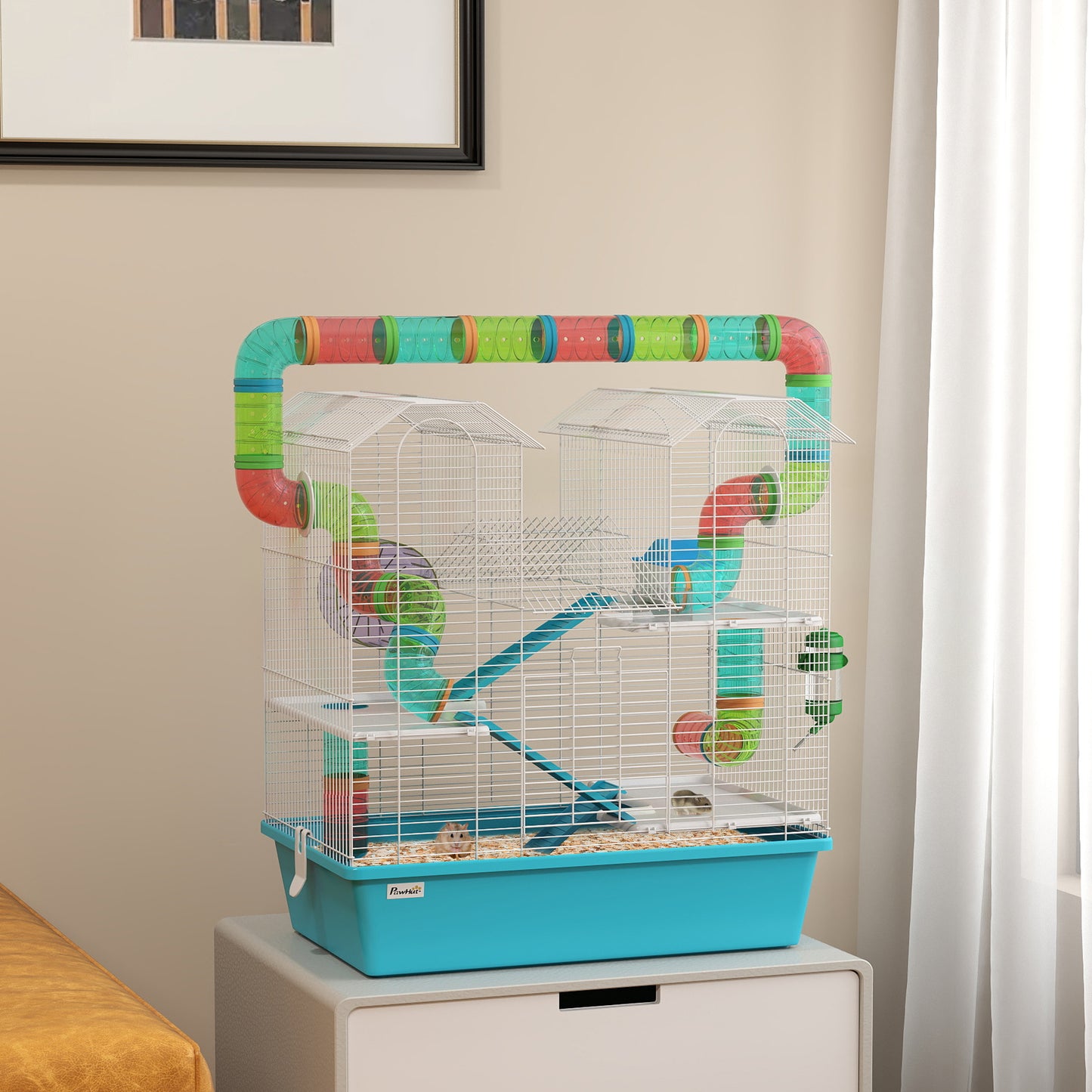 4 Tier Cage with Tubes, for Dwarf Hamster, Light Blue