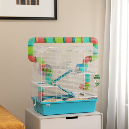 4 Tier Cage with Tubes, for Dwarf Hamster, Light Blue