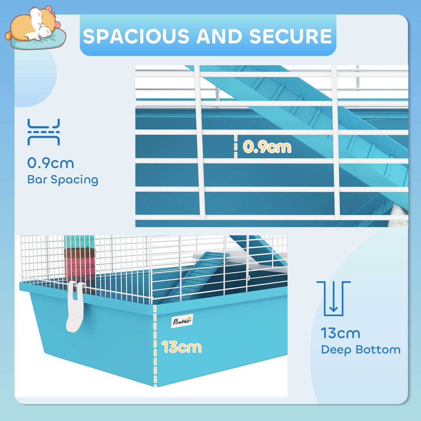 4 Tier Cage with Tubes, for Dwarf Hamster, Light Blue