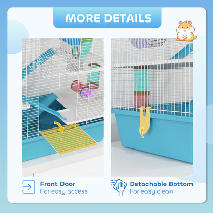4 Tier Cage with Tubes, for Dwarf Hamster, Light Blue