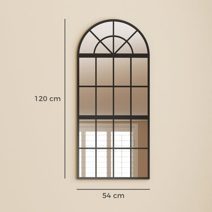 Large Arched Wall Mirror with 3-Piece and Tempered Glass