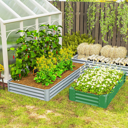Galvanised Raised Garden Bed, 240 x 120 x 30cm Raised Bed with Reinforcing Bars, Outdoor Raised Planter with Open Bottom for Vegetables, Flowers, Herbs, Silver