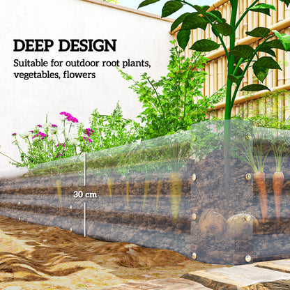 Galvanised Raised Garden Bed, 240 x 120 x 30cm Raised Bed with Reinforcing Bars, Outdoor Raised Planter with Open Bottom for Vegetables, Flowers, Herbs, Silver