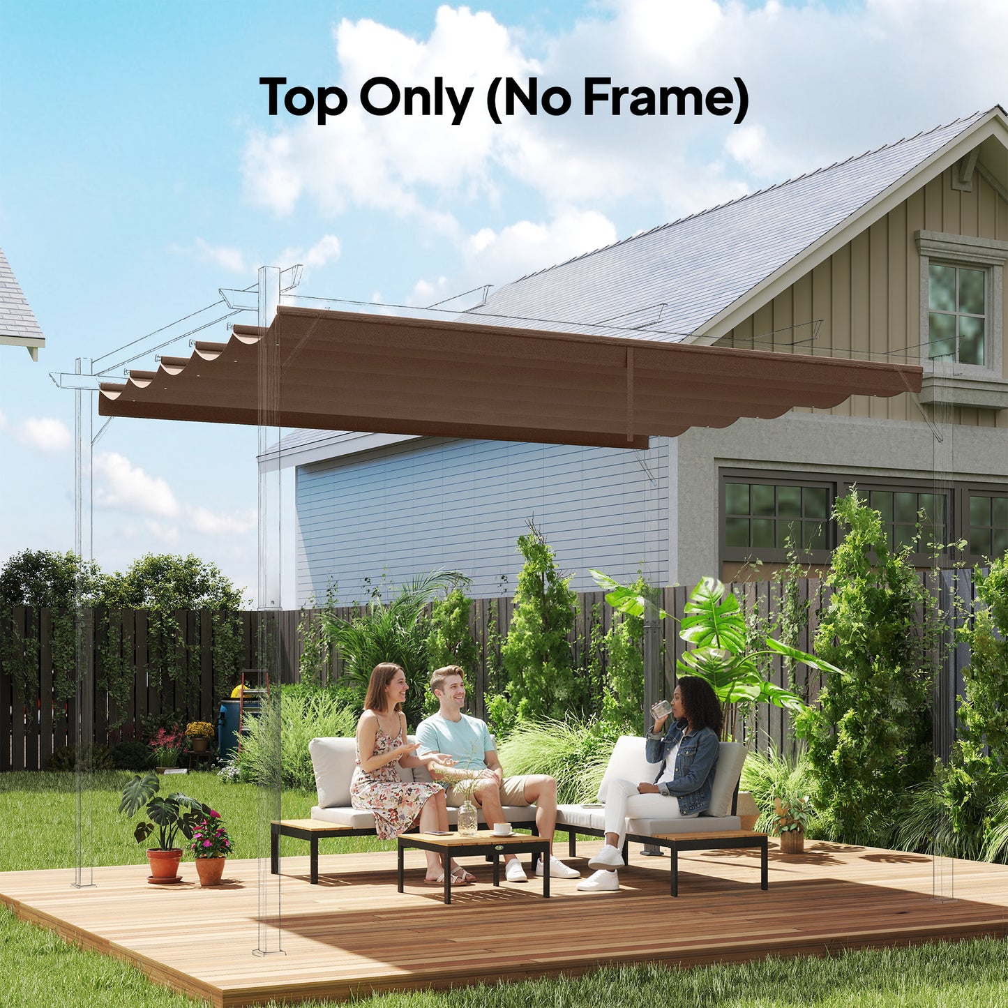 3.5x2.6 m Pergola Cover Replacement for 4x3 m Frame, Brown