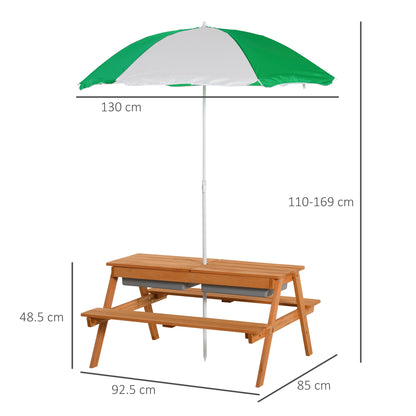 Wooden Kids Picnic Table, Sand and Water Table with Benches, Brown