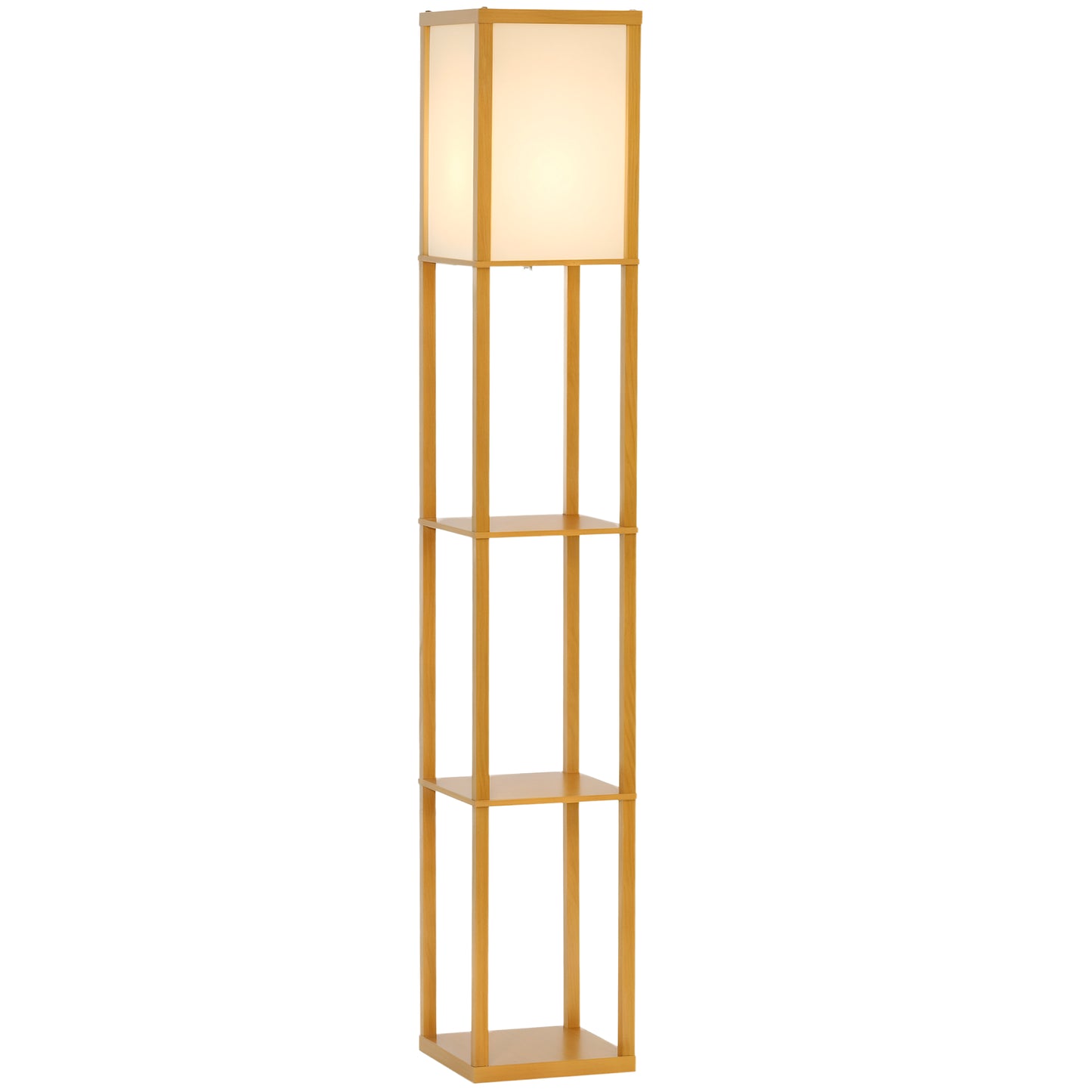 Floor Lamp Reading Lamp with 3-Tier Storage Shelf for Home Office Natural