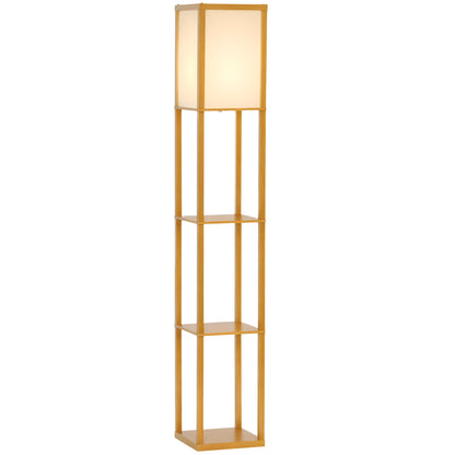 Floor Lamp Reading Lamp with 3-Tier Storage Shelf for Home Office Natural