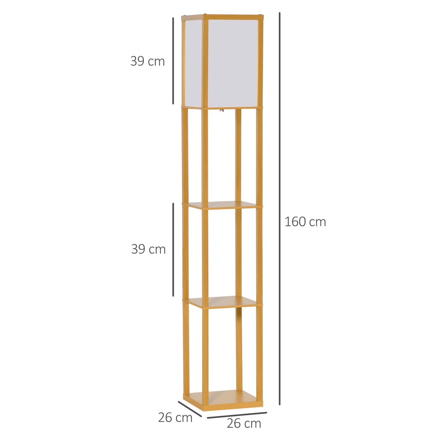 Floor Lamp Reading Lamp with 3-Tier Storage Shelf for Home Office Natural