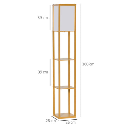 Floor Lamp Reading Lamp with 3-Tier Storage Shelf for Home Office Natural