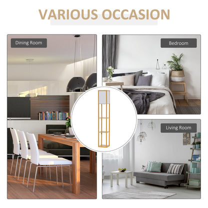 Floor Lamp Reading Lamp with 3-Tier Storage Shelf for Home Office Natural