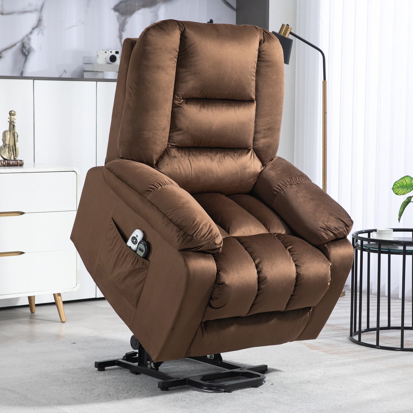 Lift Chair with Vibration Massage, Heat, Quick Assembly, Brown