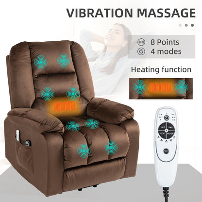 Lift Chair with Vibration Massage, Heat, Quick Assembly, Brown