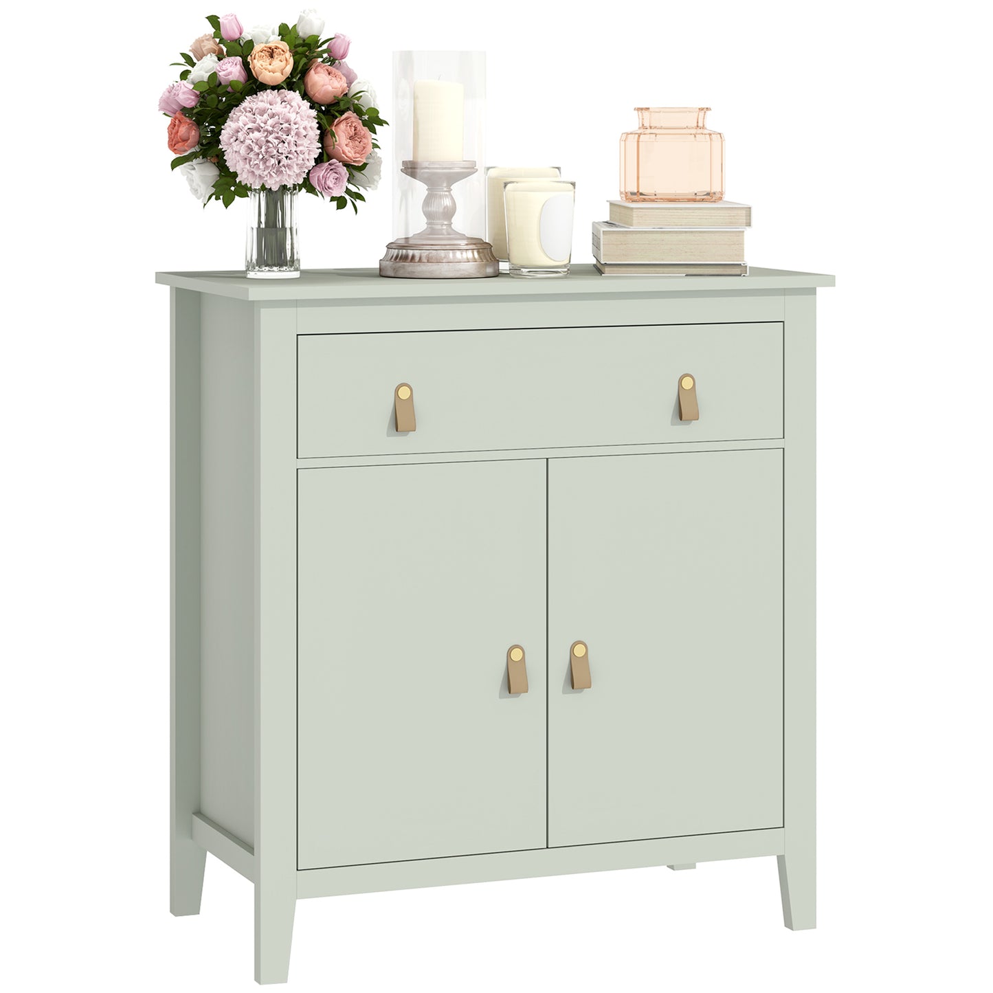 Sideboard with Drawer, Adjustable Shelf for Living Room, Light Green