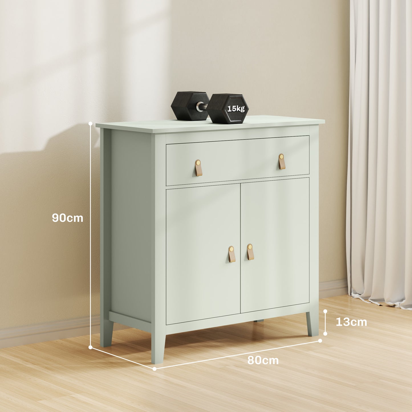Sideboard with Drawer, Adjustable Shelf for Living Room, Light Green
