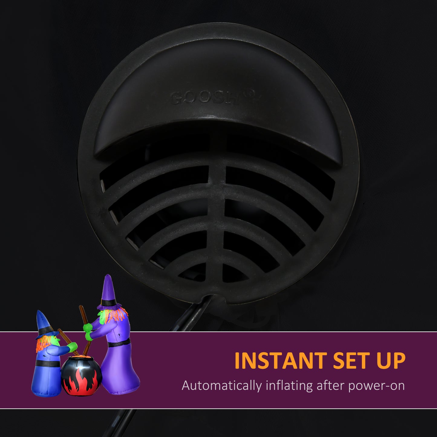 Inflatable Halloween Lawn Decoration with LED Witches Around A Black Cauldron