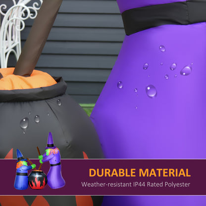 Inflatable Halloween Lawn Decoration with LED Witches Around A Black Cauldron