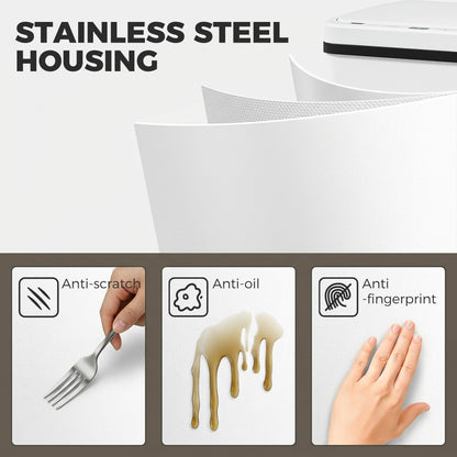 40L Sensor Bin with Quiet Soft-Close Lid, Automatic Touchless Motion Sensor Kitchen Bin with Fingerprint Resistant Stainless Steel for Hygienic Gyms, Home Office Use, White