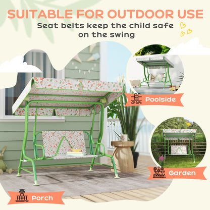 Kids Garden Swing Chair, Swing Seat with Adjustable Canopy, Green