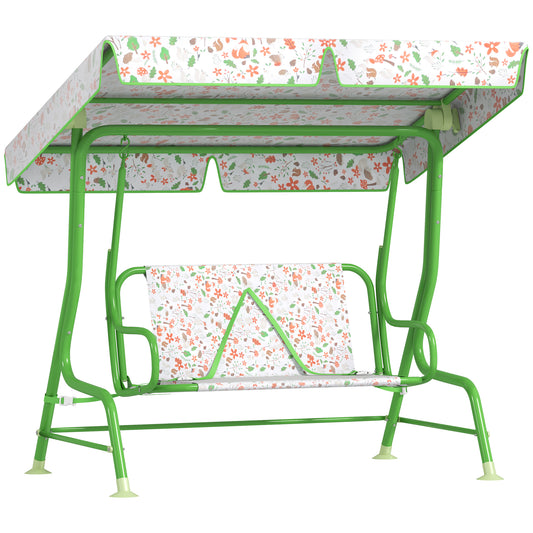 Kids Garden Swing Chair, Swing Seat with Adjustable Canopy, Green