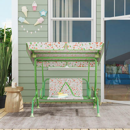 Kids Garden Swing Chair, Swing Seat with Adjustable Canopy, Green