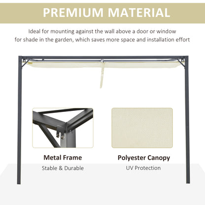 3 x 3(m) Outdoor Pergola Retractable Canopy Wall Mounted Gazebo Cream