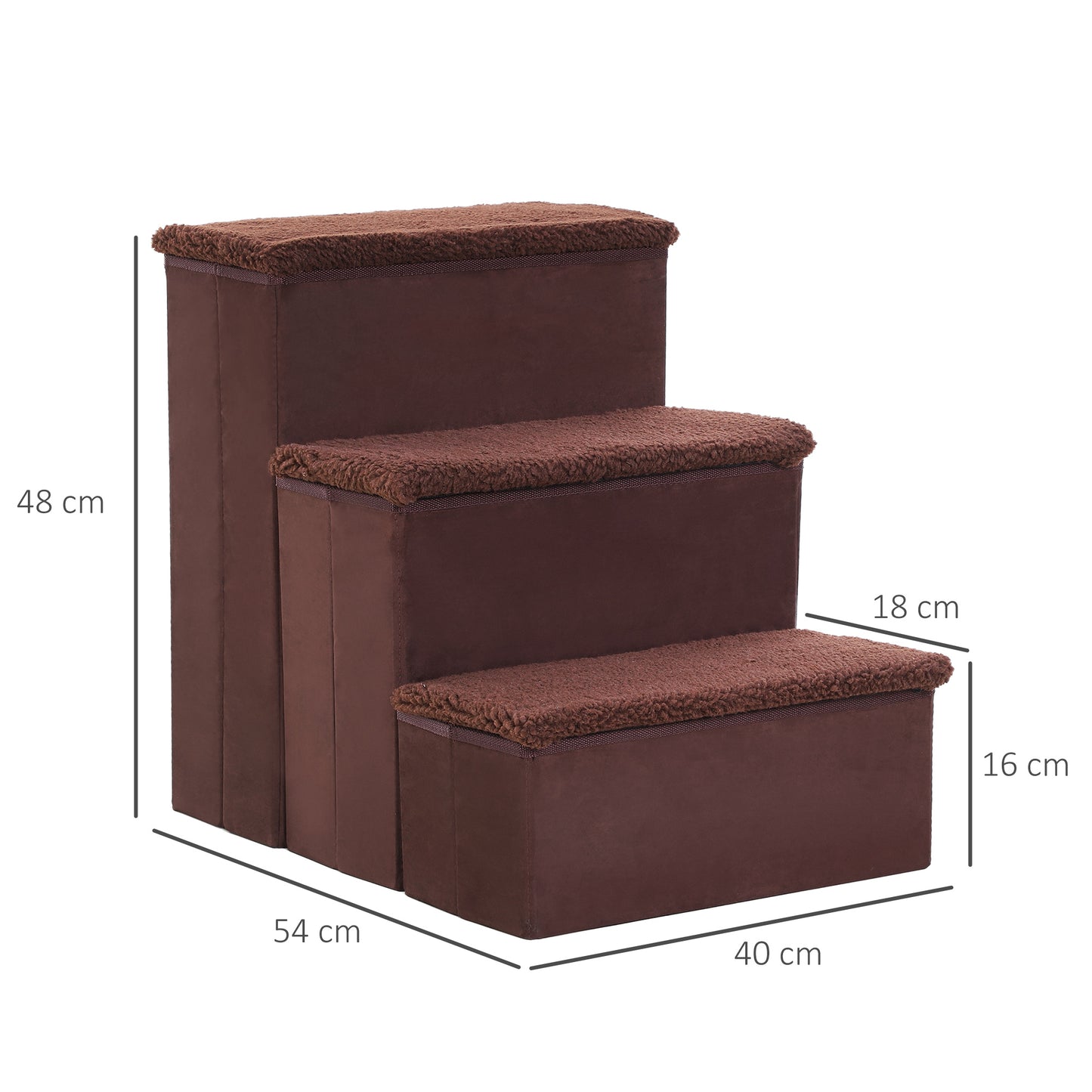 3 Step Pet Stairs Portable Mobility Assistance w/ Washable Cover Brown