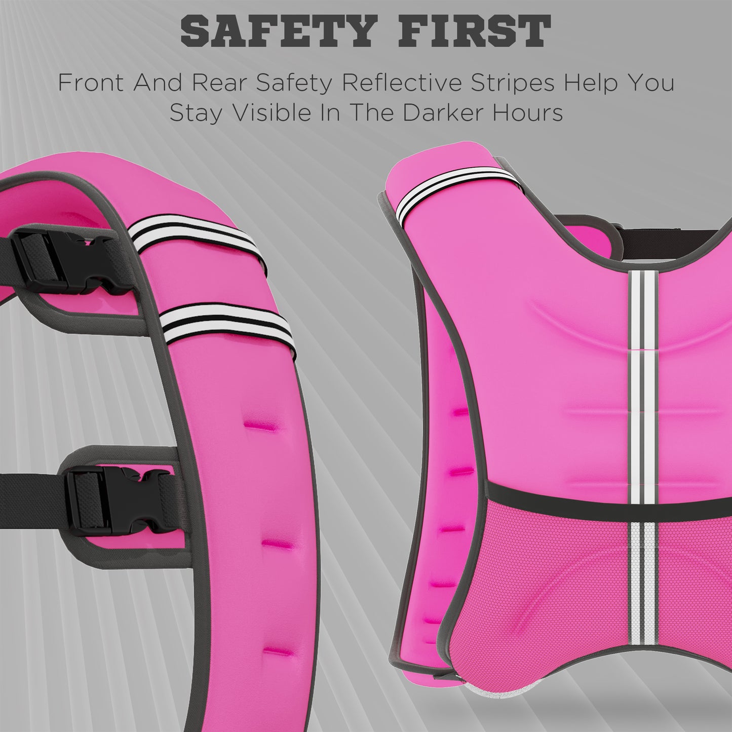 8KG Weighted Vest with Adjustable Straps, Pocket, Reflective Strips