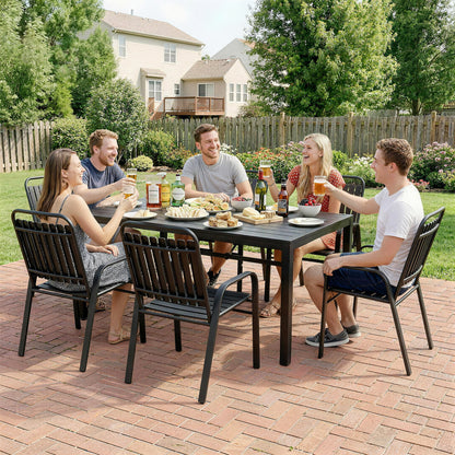 Garden Table and Chairs Set for 6 with Umbrella Hole