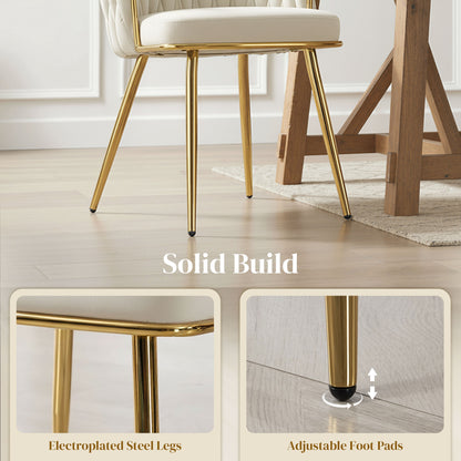 Upholstered Kitchen Chairs Set of 2 with Wrap-around Backrest, Cream