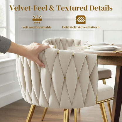Upholstered Kitchen Chairs Set of 2 with Wrap-around Backrest, Cream