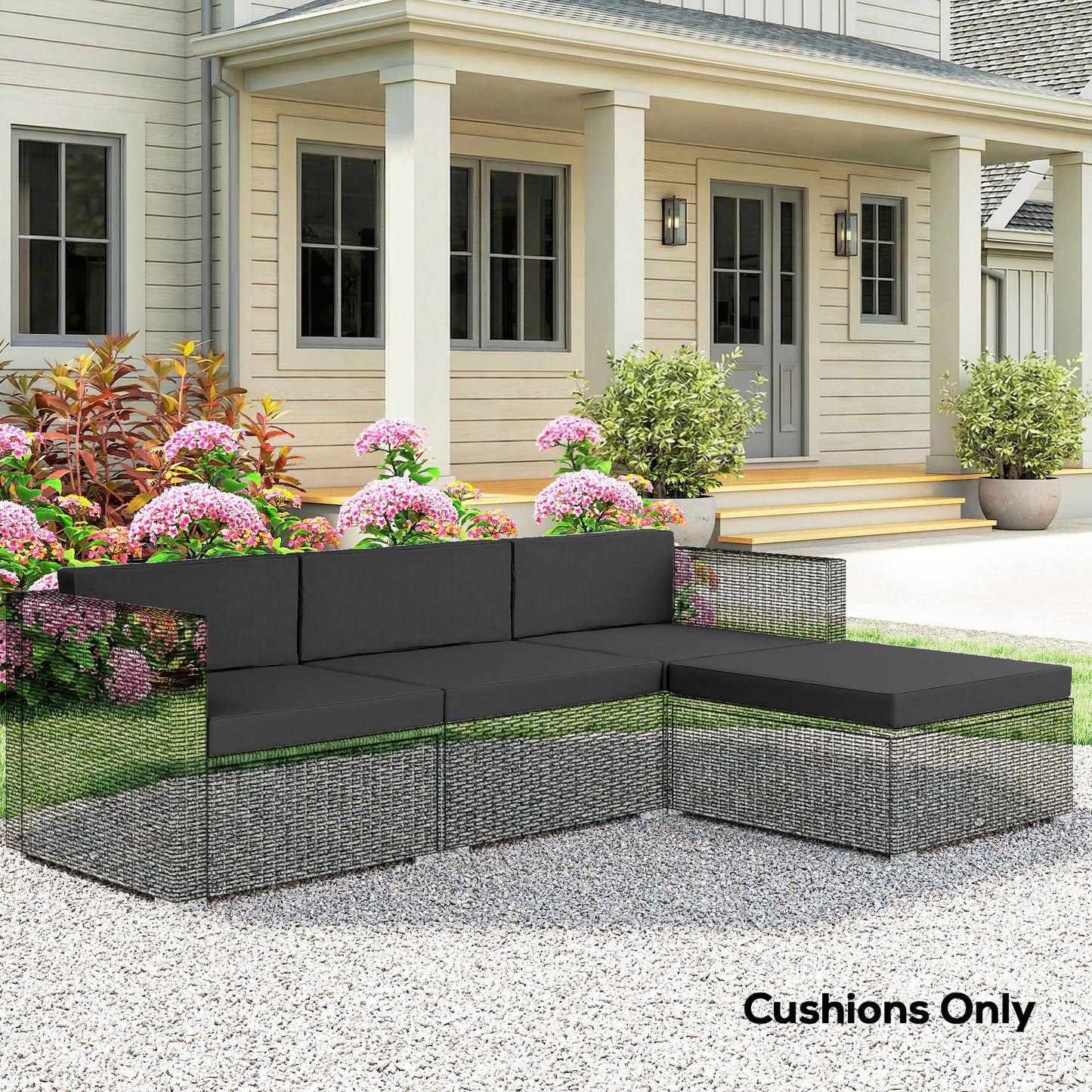 7-Piece Patio Furniture Cushions Water-Repellent 60x60cm, Black