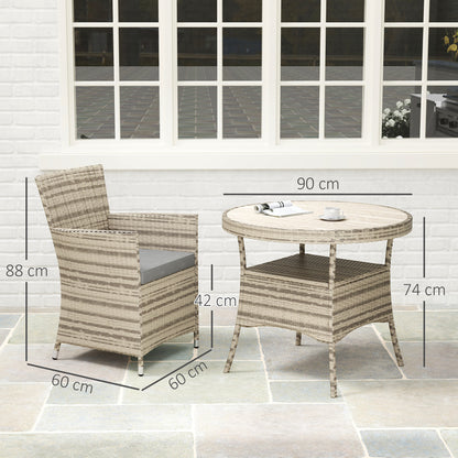 Rattan Dining Set for 4 with Cushions for Patio, Balcony, Grey