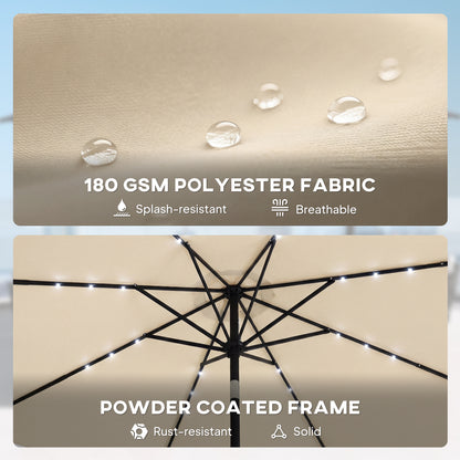 2.6 m Garden Parasol Umbrella with Light, Outdoor Patio Umbrella