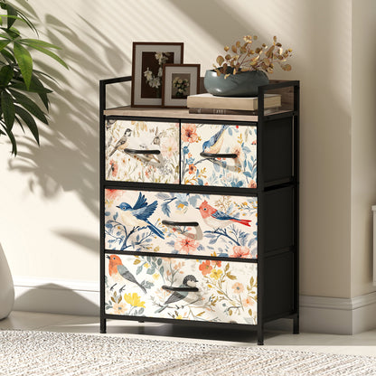 4-Drawer Chest of Drawers, Fabric Dresser, White