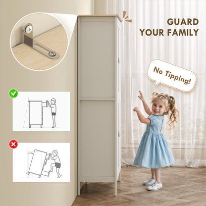 176.5 cm Tall Freestanding Pantry Storage Cabinet with 4 Doors White