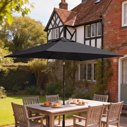 Garden Parasol, Outdoor Umbrella with Tilt Function, Black