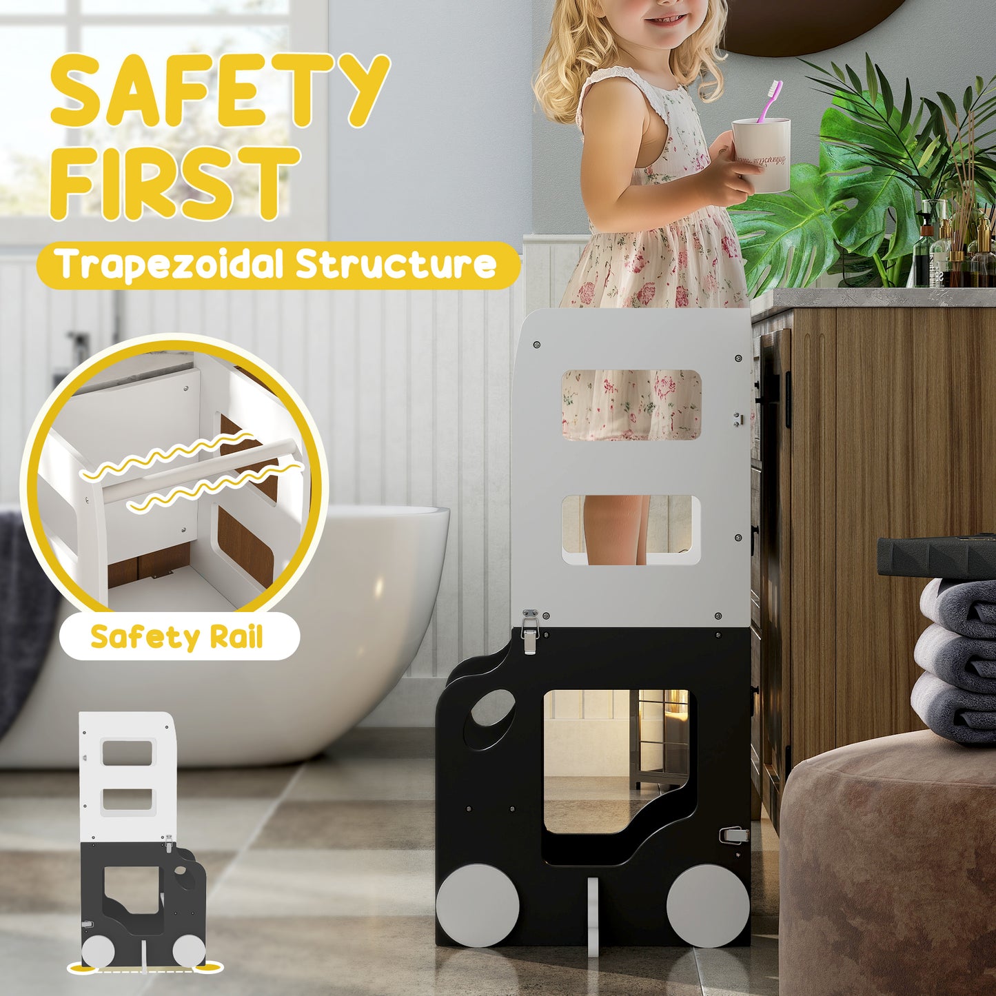 Toddler Step Stool, 4 in 1 Foldable Toddler Step, Grey