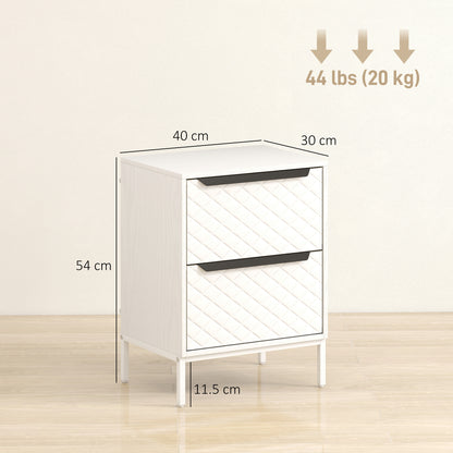 Chest of Drawers, 2 Fabric Drawer Dresser, Aluminium Handles, White