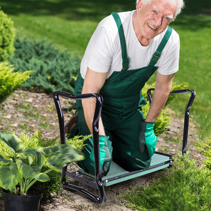 2 In1 Folding Garden Kneeler Foam Chair Pad Support Bench, Green