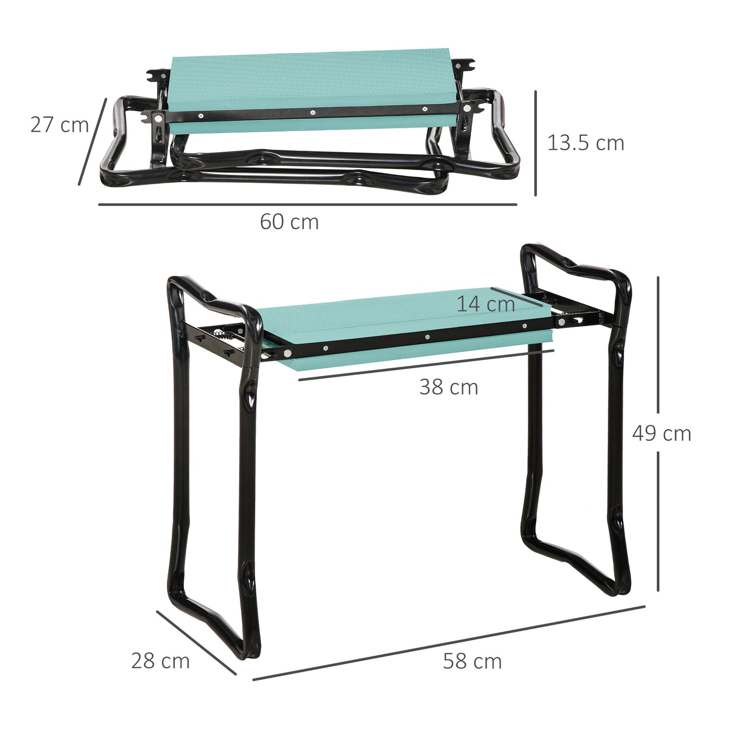 2 In1 Folding Garden Kneeler Foam Chair Pad Support Bench, Green