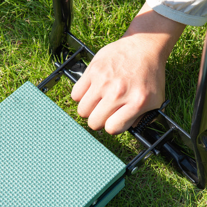 2 In1 Folding Garden Kneeler Foam Chair Pad Support Bench, Green