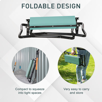 2 In1 Folding Garden Kneeler Foam Chair Pad Support Bench, Green