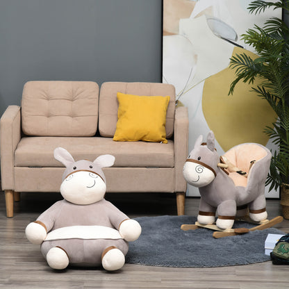 Animal Kids Sofa Chair Cartoon Donkey with Armrest 60 x 55 x 60cm Grey